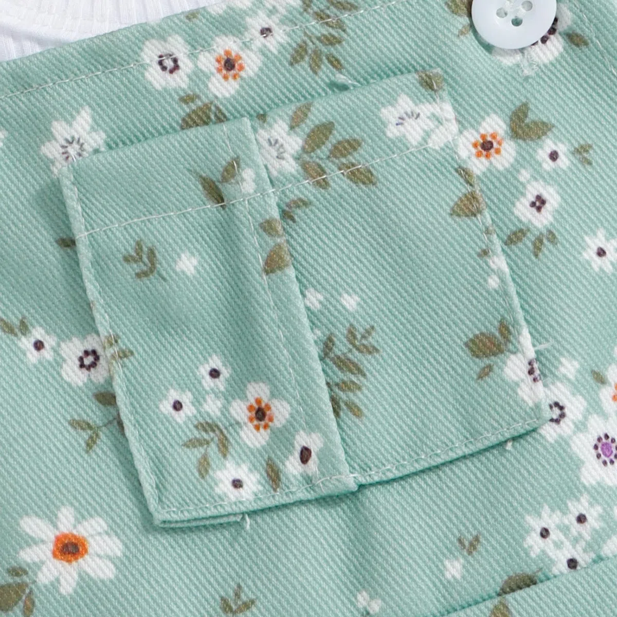 Abiti Neonata Top Senza Maniche a Coste Pantaloncini con Bretelle e Fiori Tasche set di Vestiti Neonata