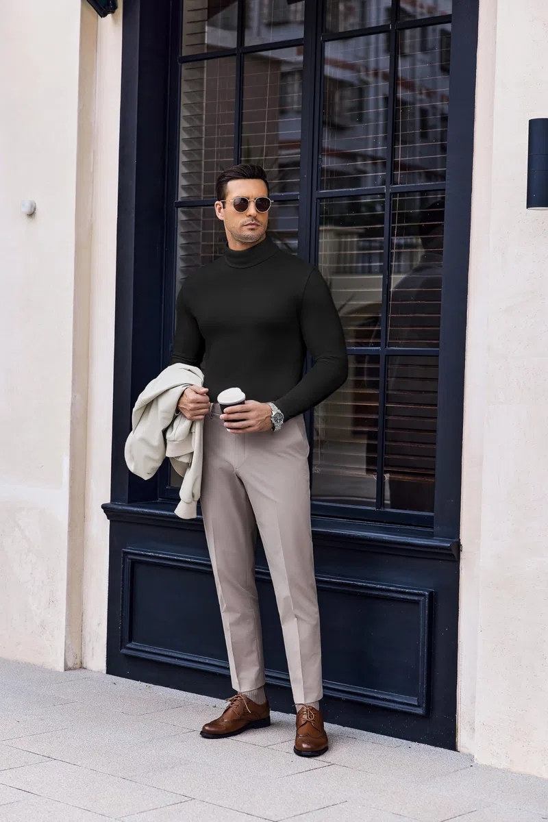 Ekouaer Maglia Termica Uomo Manica Lunga Inverno Biancheria Intima Termica Dolcevita Traspirante Maglietta, S-XXL