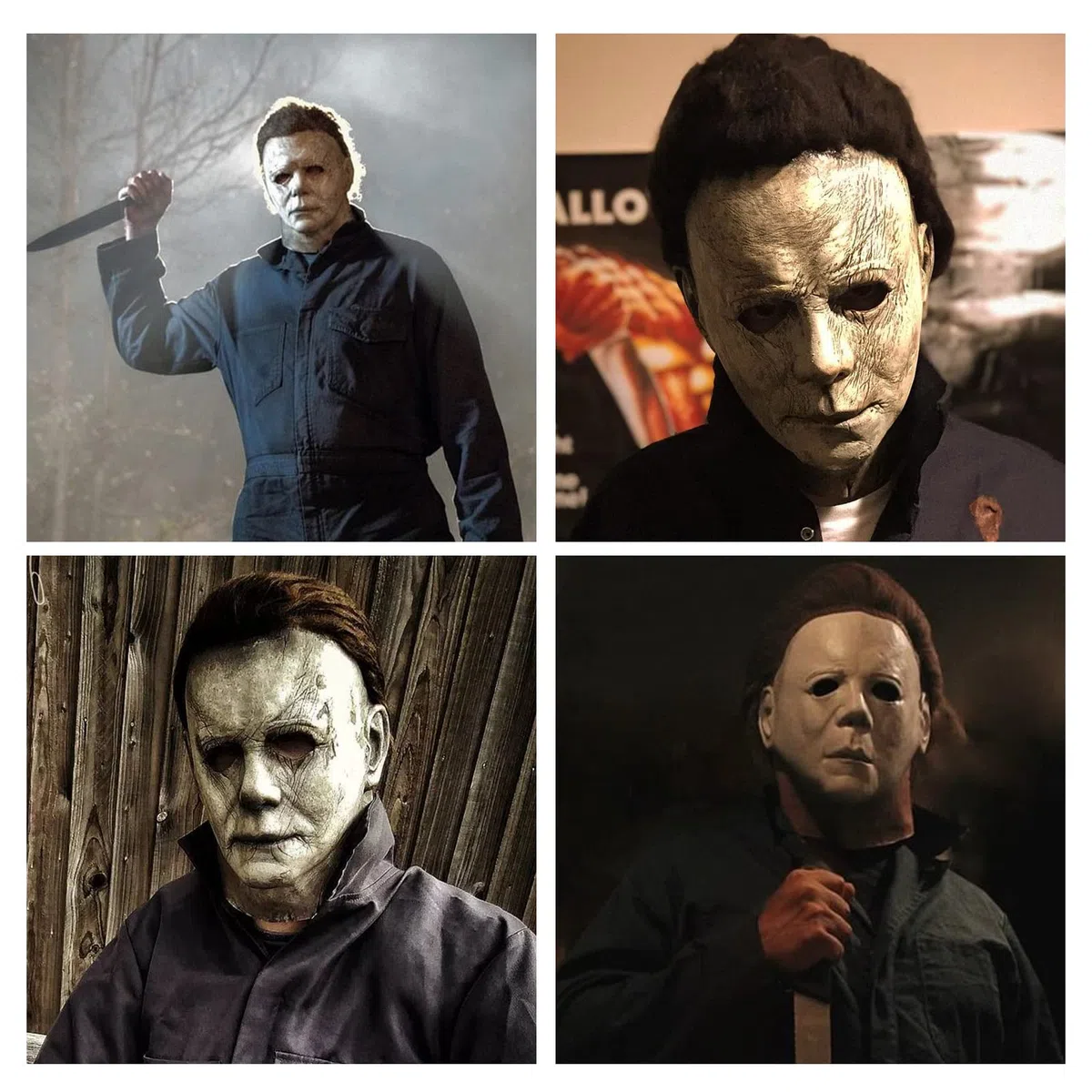 Masque Michael Myers pour adultes, Masque d'Halloween Original Michael Myers Face - 1978, Horror White Face Headgear Latex Rubber with Hair