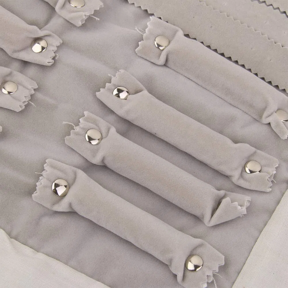 Casa Viaggio Gioielli Custodia Rotolo Borsa Organizer Pieghevole Velluto Gioielli Conservazione Borsa Organizer per Collana Bracciale Orecchini Anello - Grigio