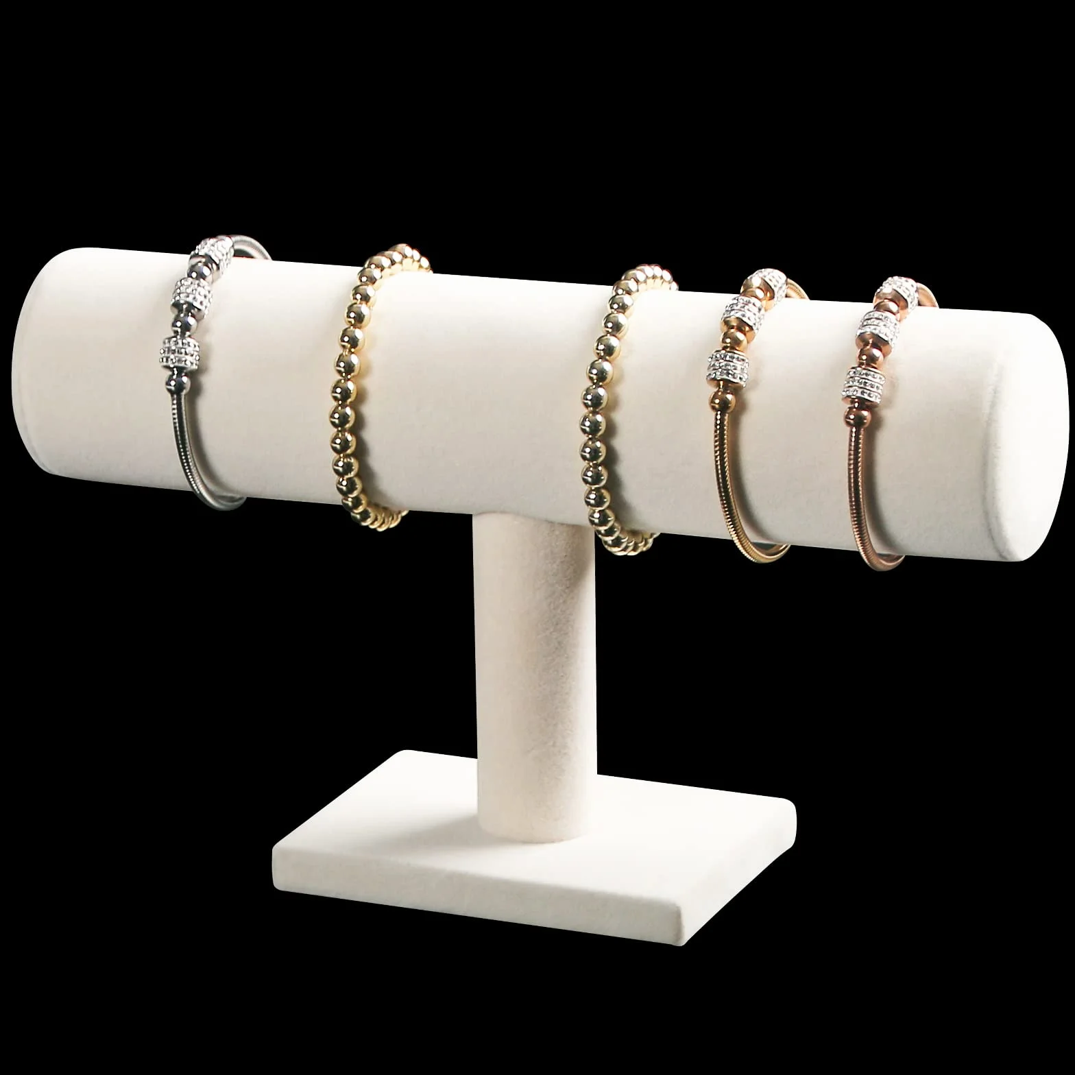Pangkeep Supporto del braccialetto, Porta Bracciale, Espositore dell'Organizzatore del Braccialetto, Espositore per Gioielli a T in Velluto Beige per la Vendita