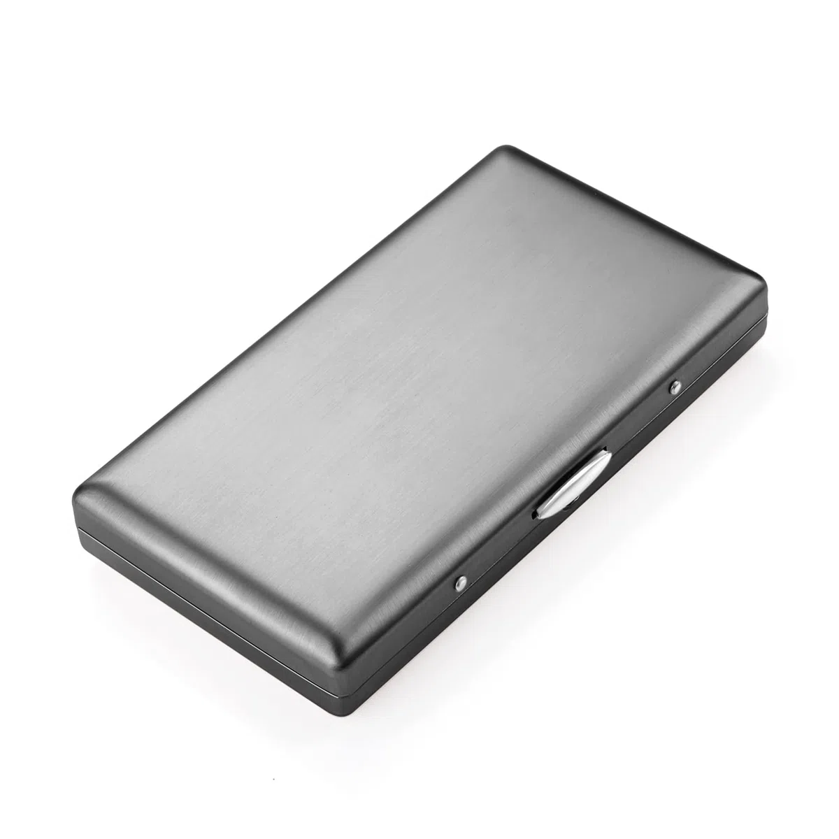 Portasigarette nero da uomo e da donna, in metallo, con scatola regalo, colore nero, per donne e uomini, anticato, per sigarette da 100 mm, sottile, 20 sigarette, in acciaio inox