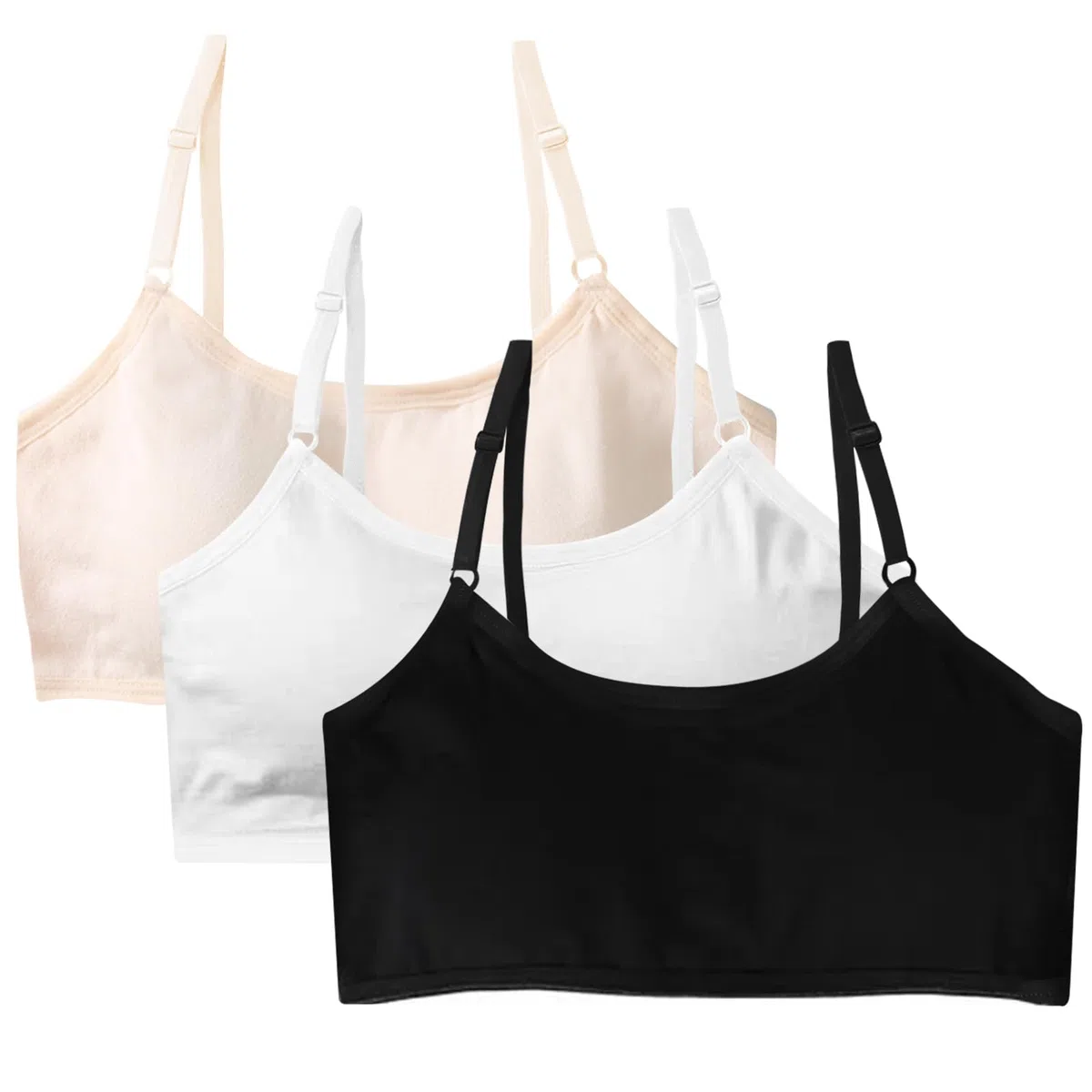 FUIPVGI 3 Pezzi Reggiseno da Allenamento Senza Cuciture per Ragazze, Adolescenti Bambine Sportivo Intimo con Fisso Torace Pastiglie e Spallacci Regolabili per Bambine 10-16 Anni