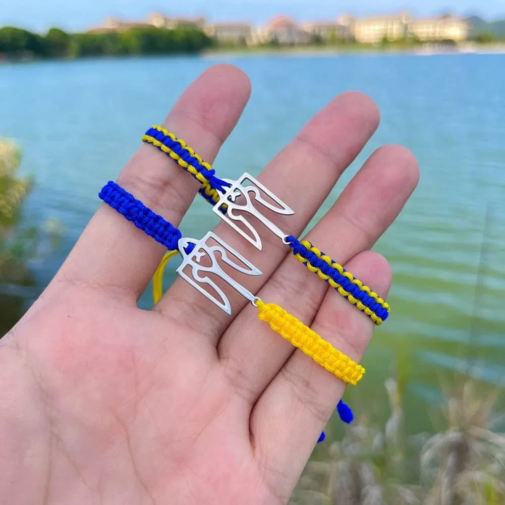 2 Pezzi Bracciale Ucraina Emblema Nazionale Braccialetto Simbolo Braccialetta Ucraina Regalo di Gioielleria Ucraina