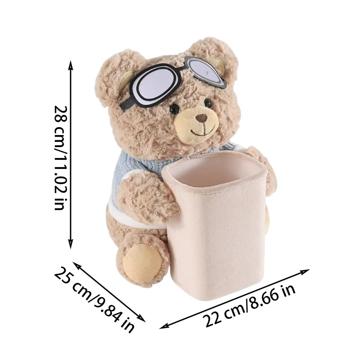 Portafazzoletti per Auto | 2 in 1 Portarifiuti per Auto con Dispenser Fazzoletti - Contenitore Peluche Orso con Porta Salviette e Organizzatore con Cestino per Interni Auto, Furgoni